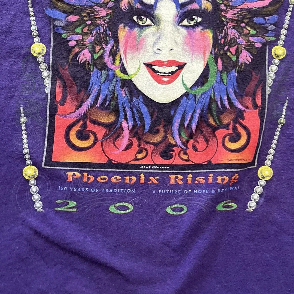 Vintage Y2K 2006 Mardi Gras Jester Souvenir T-Shirt USA Made Size Medium 20 year